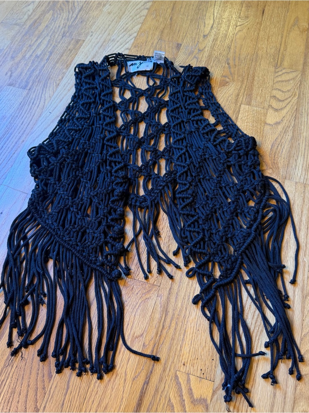Vintage 70s crochet vest with fringe